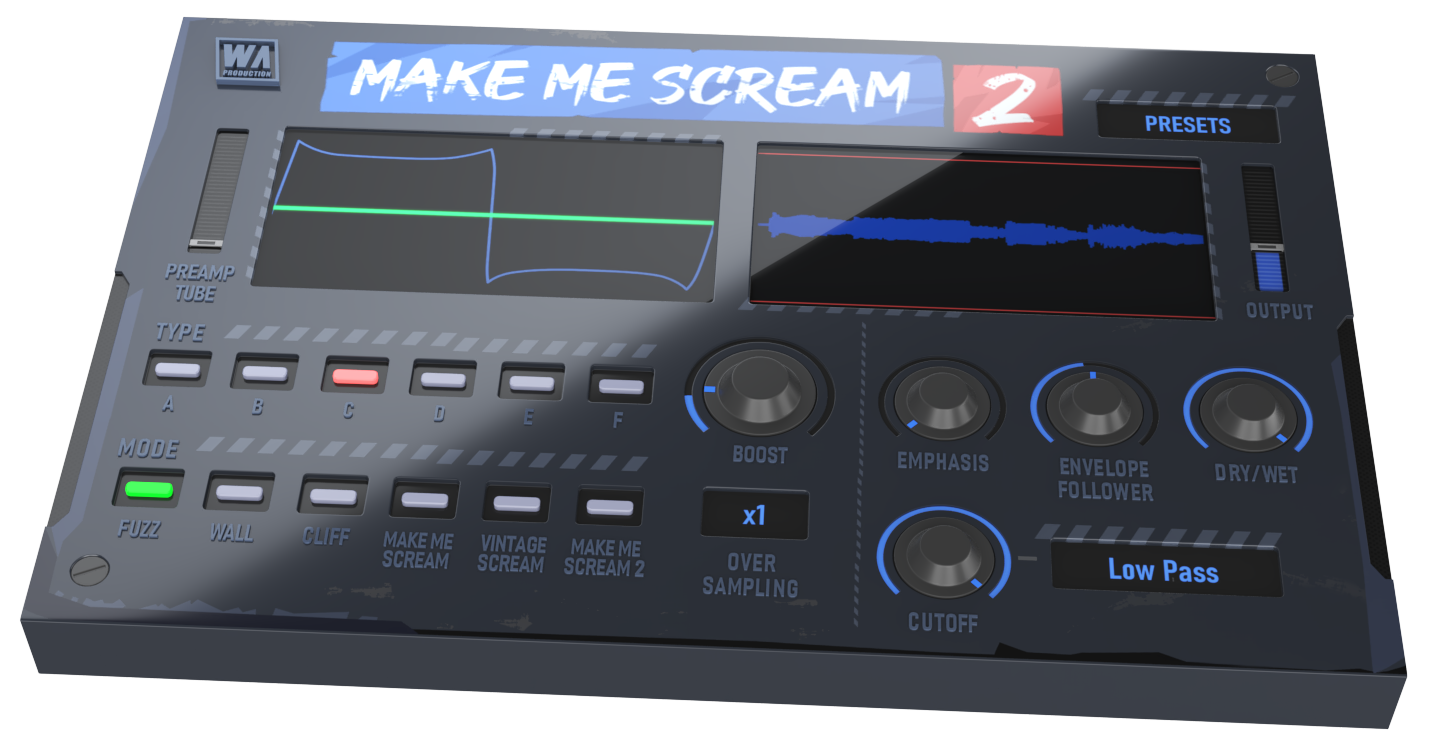 W. A. Production Make Me Scream 2 失真飽和外掛介面